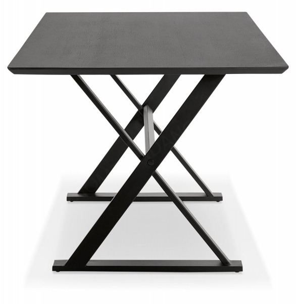 Birou premium negru Xenia 180x90 cm MDF textura lemn, picioare negre forma X, stil industrial, OT00660BL - Kokoon [3]