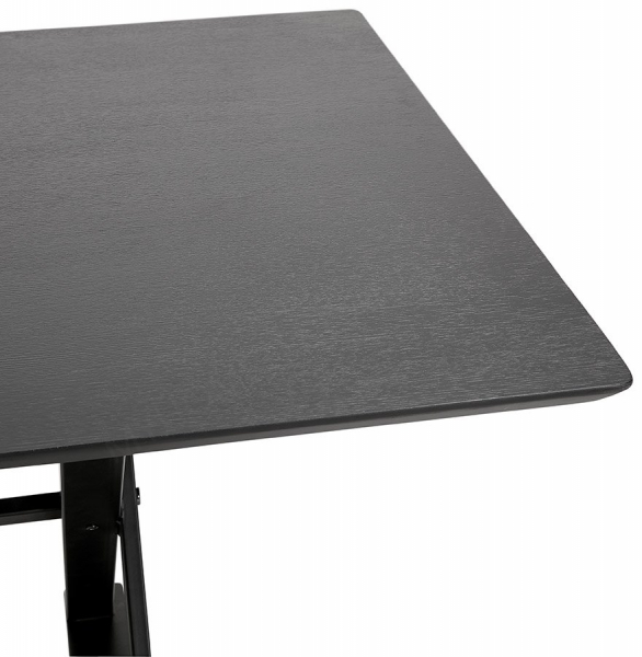 Birou premium negru Xenia 180x90 cm MDF textura lemn, picioare negre forma X, stil industrial, OT00660BL - Kokoon [4]