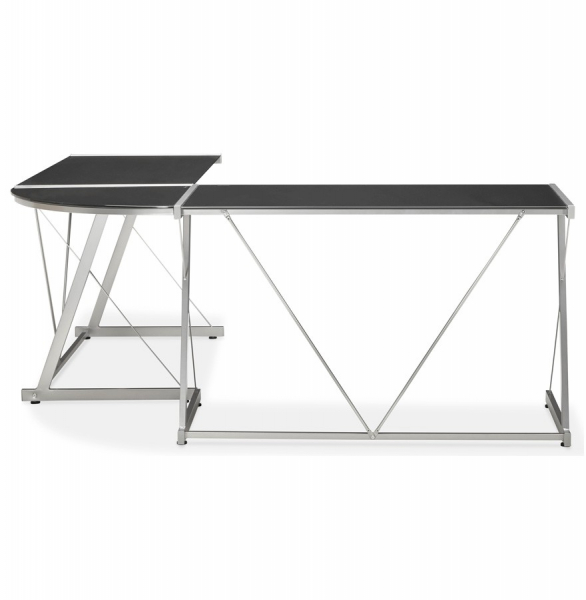 Birou negru modern Juha in forma de L 180x180 cm sticla securizata, picioare otel, OT00150BL - Kokoon [2]