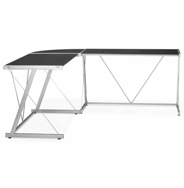 Birou negru modern Juha in forma de L 180x180 cm sticla securizata, picioare otel, OT00150BL - Kokoon [5]