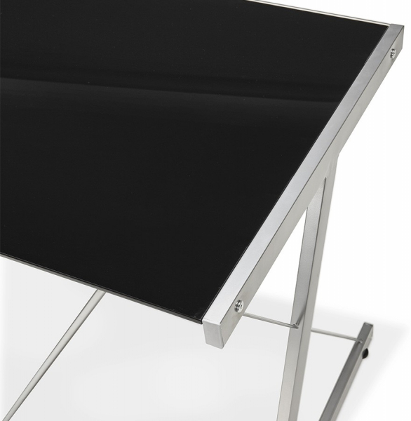 Birou negru modern Juha in forma de L 180x180 cm sticla securizata, picioare otel, OT00150BL - Kokoon [7]