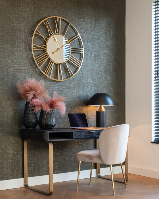 Birou negru premium cu sertar Basim, 140 cm, din stejar cu picioare din otel inoxidabil, 7371 - Richmond Interiors [4]