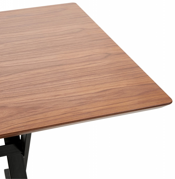 Birou premium Xenia 180x90 cm MDF furnir natural nuc, picioare negre metal forma X, stil industrial, OT00670WA - Kokoon [3]