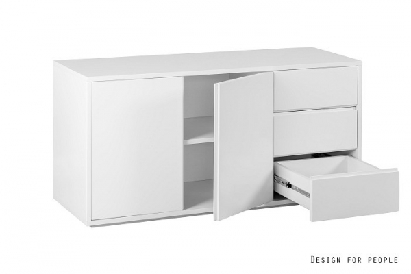 Birou alb lucios Tivano 120x42 cm MDF alb lucios cu casetiera laterala integrata, CTB-020 - Unique [3]