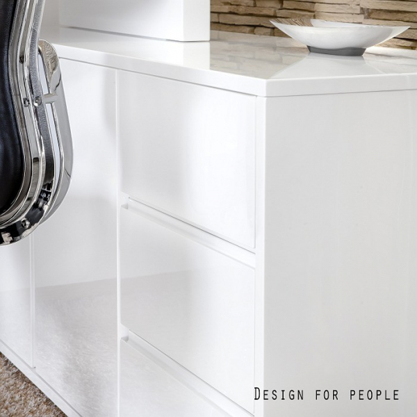 Birou alb lucios Tivano 120x42 cm MDF alb lucios cu casetiera laterala integrata, CTB-020 - Unique [6]