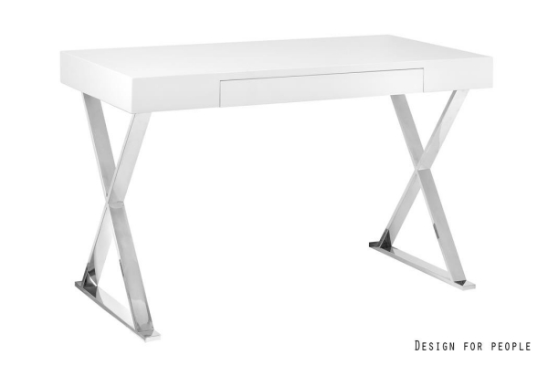 Birou modern Zefir 120x55 cm MDF alb/negru lucios, CTB-007-0_BL - Unique [5]