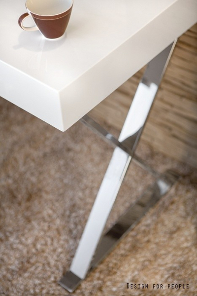 Birou modern Zefir 120x55 cm MDF alb/negru lucios, CTB-007-0_BL - Unique [6]