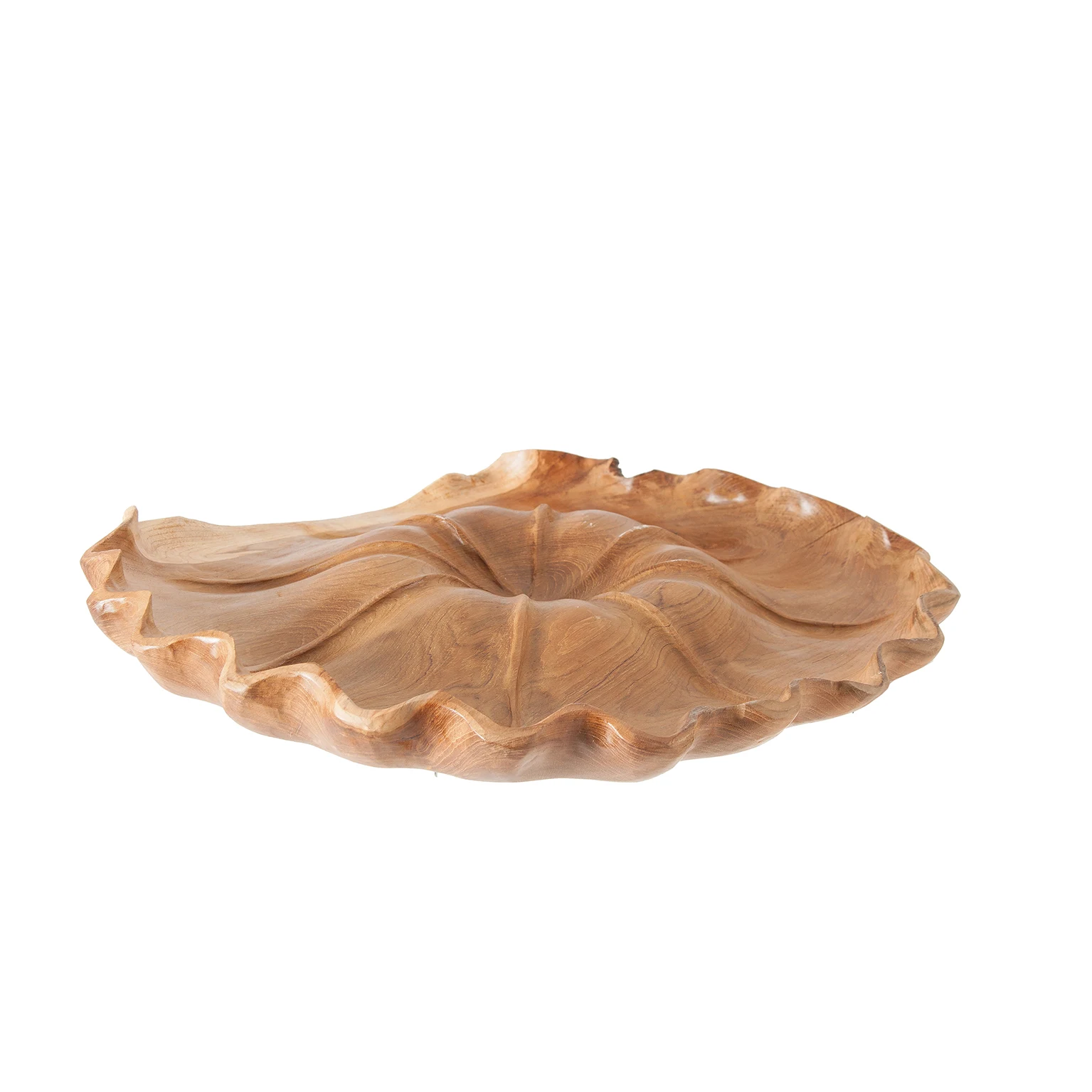 Bol Decorativ din Lemn de Tec, Maro, 49x49x5 cm, Stil Etnic - VicalHome 23787 [2]