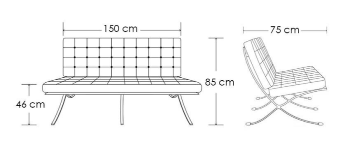 Canapea Barcelon Prestige Plus 150x75x85 cm, Oțel Alb - King Home [6]