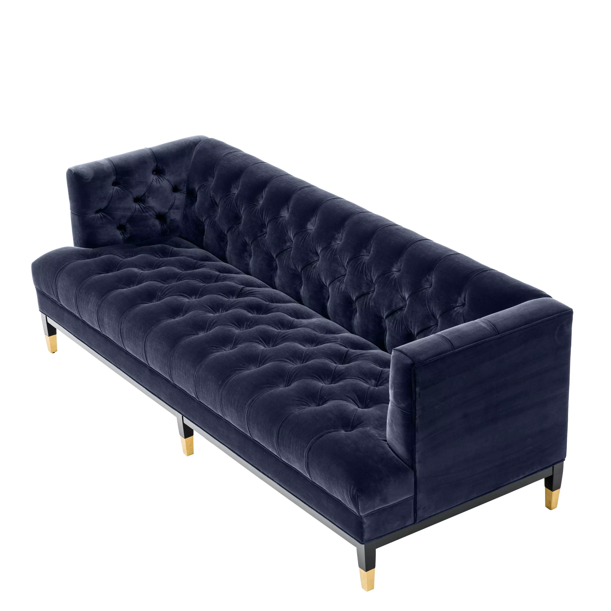 Canapea Castelle, Albastru/ Gri/ Verde 230x85xh79 cm, picioare negre/aurii, cu lemn de pin si arcuri metalice | Eichholtz - 113419 [12]