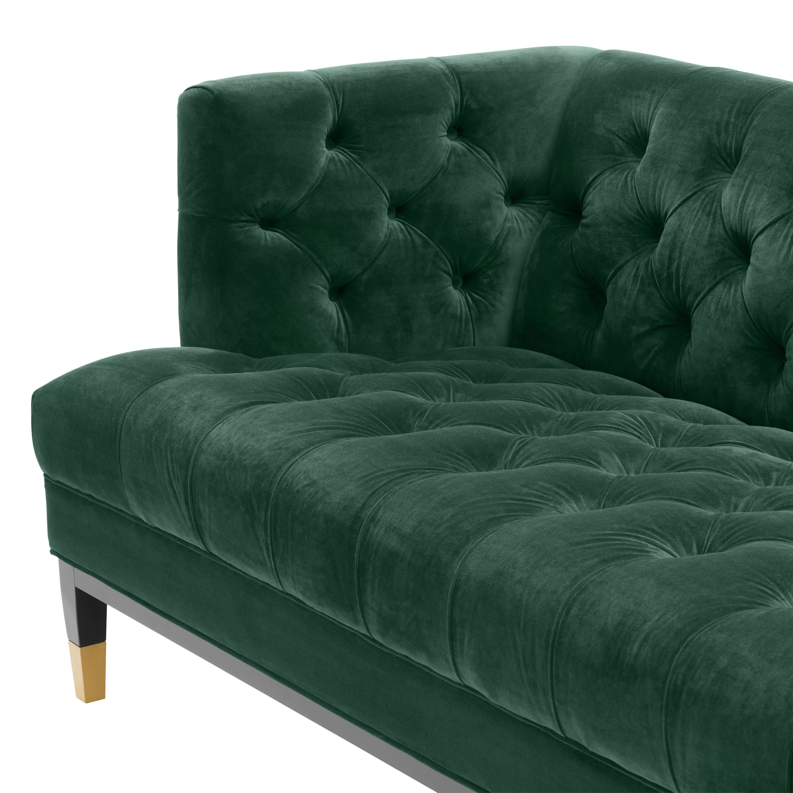 Canapea Castelle, Albastru/ Gri/ Verde 230x85xh79 cm, picioare negre/aurii, cu lemn de pin si arcuri metalice | Eichholtz - 113419 [5]