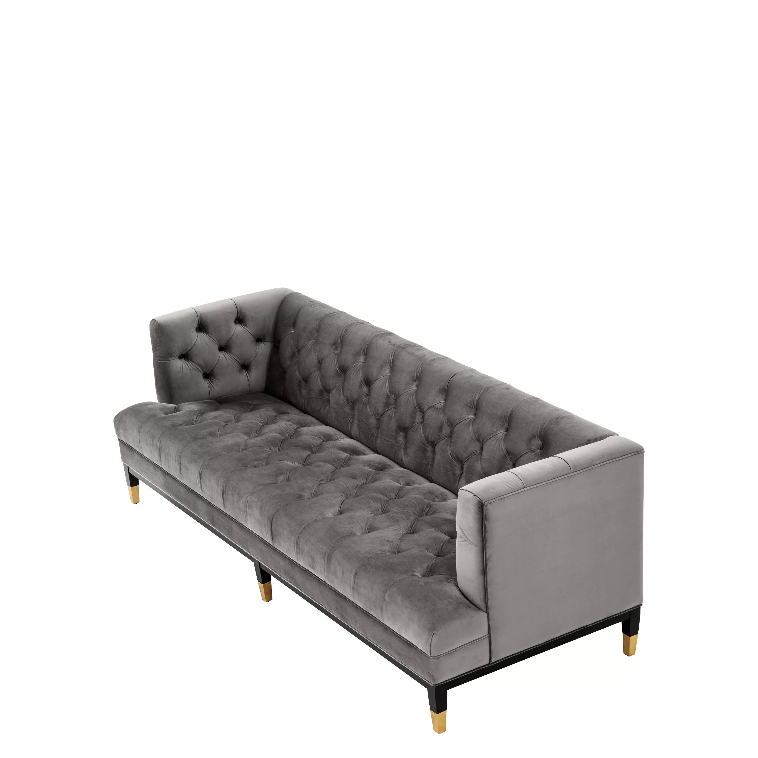 Canapea Castelle, Albastru/ Gri/ Verde 230x85xh79 cm, picioare negre/aurii, cu lemn de pin si arcuri metalice | Eichholtz - 113419 [18]