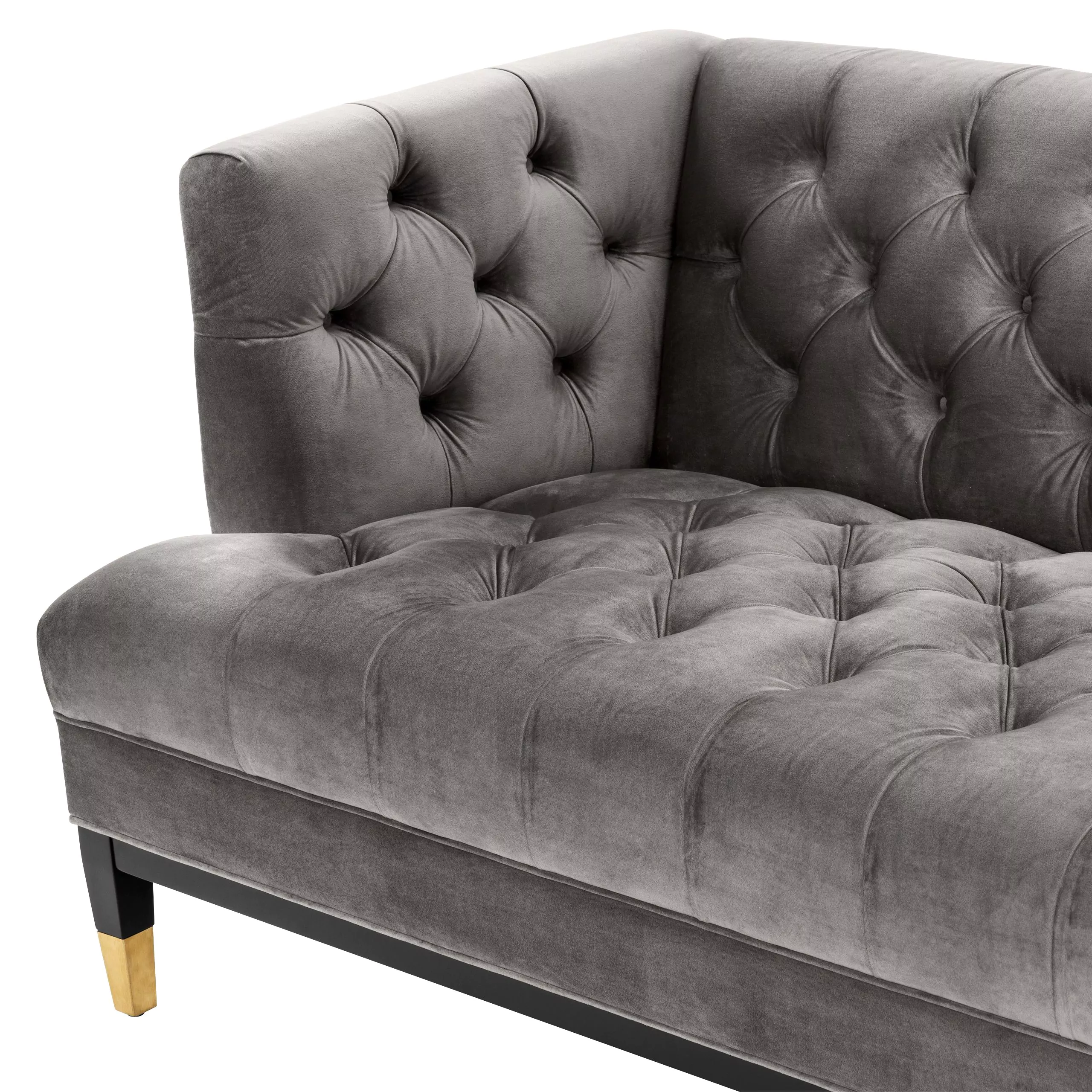 Canapea Castelle, Albastru/ Gri/ Verde 230x85xh79 cm, picioare negre/aurii, cu lemn de pin si arcuri metalice | Eichholtz - 113419 [20]