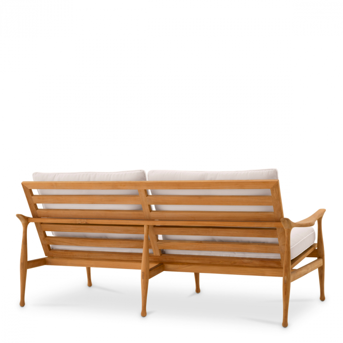   Canapea exterioară Manzo din tec natural flores alb-off inclusiv perne 117149 EICHHOLTZ [5]