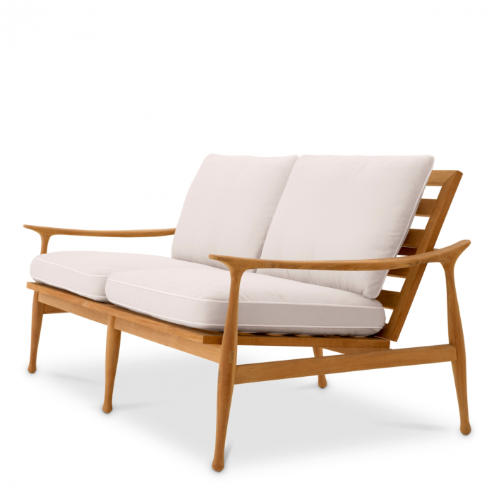   Canapea exterioară Manzo din tec natural flores alb-off inclusiv perne 117149 EICHHOLTZ [4]