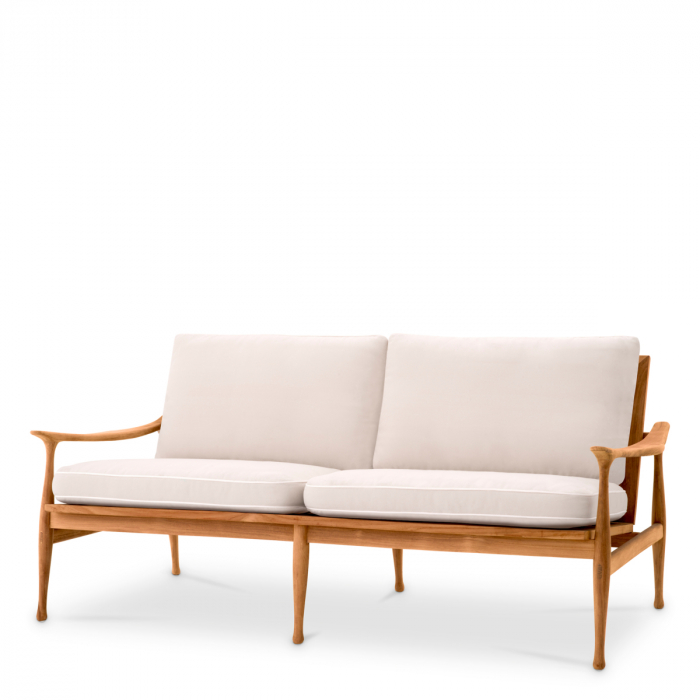   Canapea exterioară Manzo din tec natural flores alb-off inclusiv perne 117149 EICHHOLTZ [1]