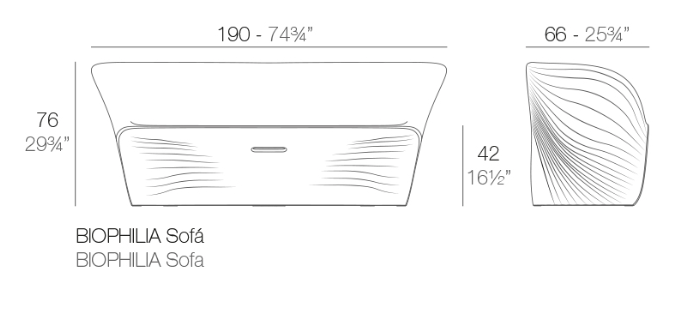 Canapea exterior iluminare LED Biophilia, diverse finisaje, 190x66x76 cm, design modern, 59003 - Vondom [6]