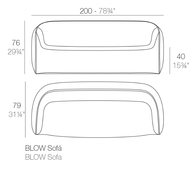 Canapea exterior iluminare LED Blow, 200x79x76 cm, polipropilena, design modern, 55016DY - Vondom [6]