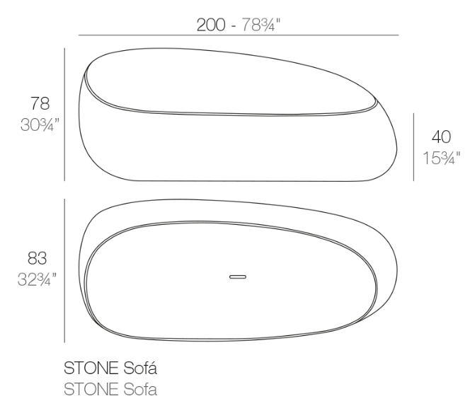 Canapea exterior iluminare LED Stone, diverse finisaje, 200x83x78 cm, design modern, 55005DY - Vondom [9]
