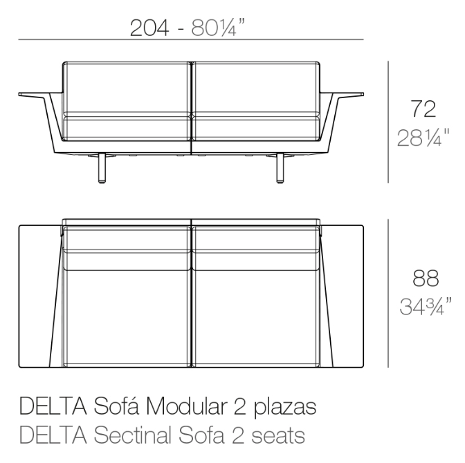 Canapea exterior in L pe stanga, cu 5 locuri+masa premium Delta, 342x266x72 cm, 76021-8012 - Vondom [2]