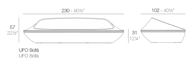 Canapea exterior UFO 230x102x57 cm din polipropilena cu LED RGBW optional, diverse culori, 63002Y - Vondom [5]