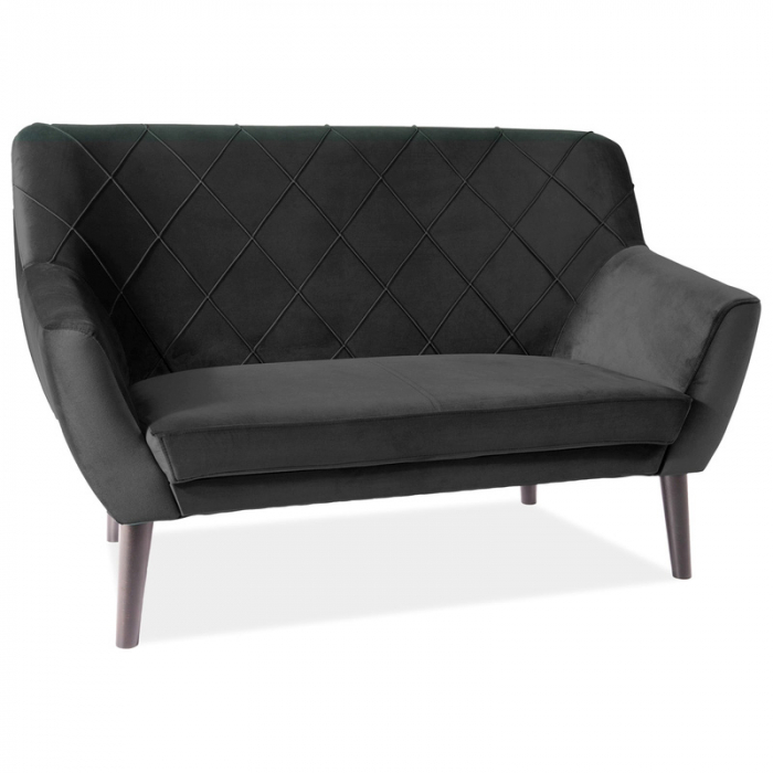 Canapea fixa cu 2 locuri catifea diverse culori Mideo 136x75 cm, picioare lemn, KIER2V78W - Signal [4]