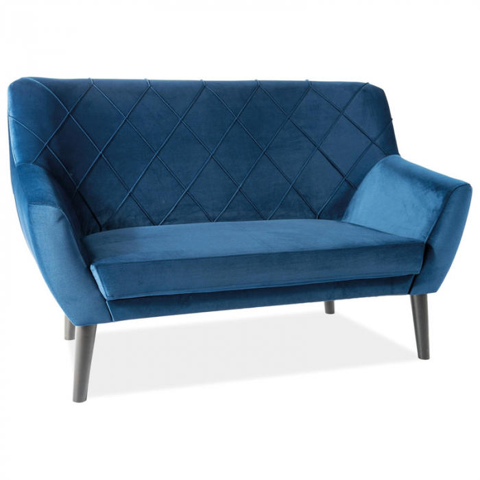 Canapea fixa cu 2 locuri catifea diverse culori Mideo 136x75 cm, picioare lemn, KIER2V78W - Signal [2]