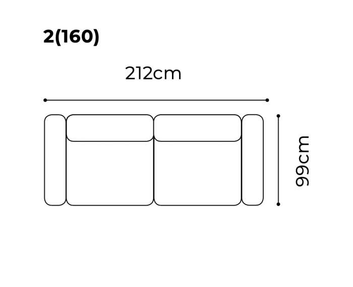 Canapea fixa Figaro 212 cm cu picioare negre metal, tapiterie personalizabila , FIGARO A1 - Gala Collezione [5]