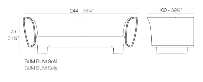 Canapea moderna exterior cu iluminare LED Bum Bum 244x100x79 cm, diverse culori, 65001 - Vondom [7]