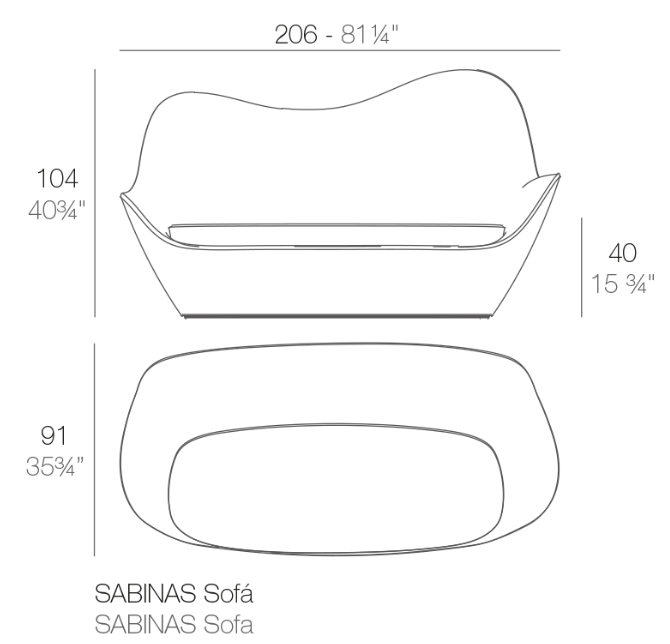 Canapea moderna exterior iluminare LED Sabinas 206x91x104 cm, polipropilena, diverse culori, 45009 - Vondom [6]