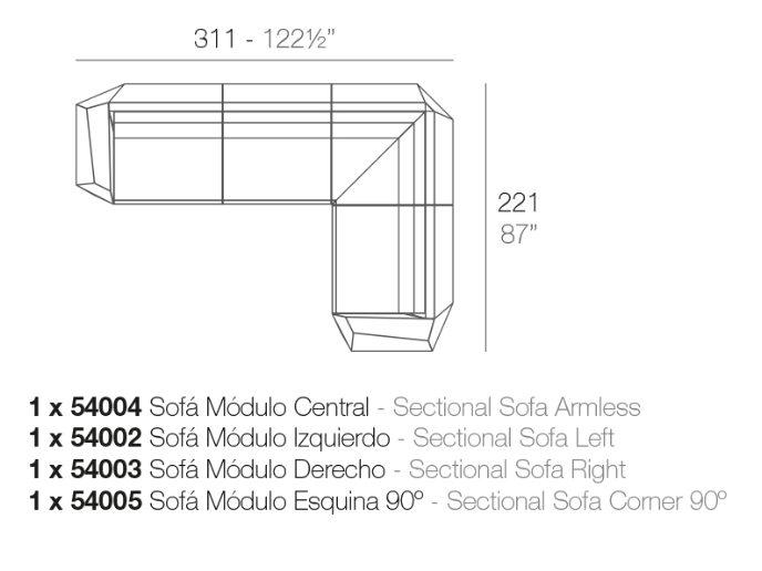Canapea modulara premium Faz pentru exterior, 401x221 cm, FAZ MODULAR - Vondom [8]