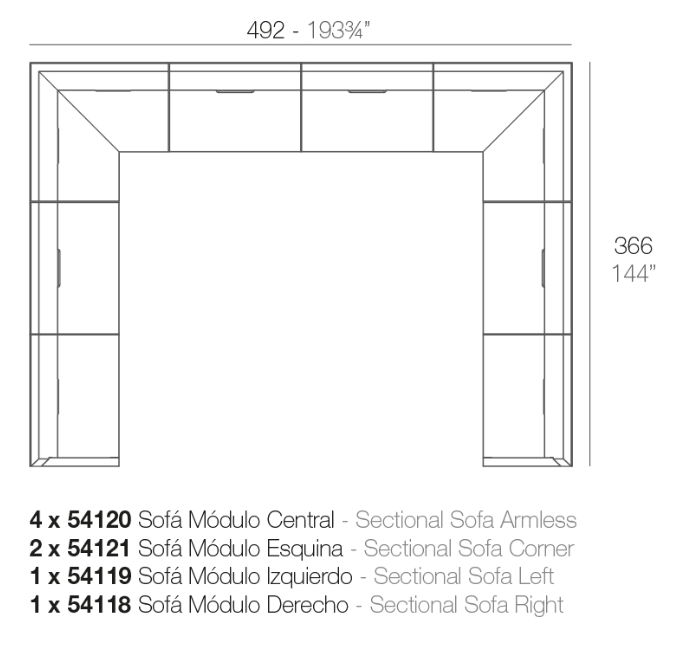 Canapea modulara premium Frame pentru exterior, 366x246 cm, FRAME MODULAR - Vondom [4]