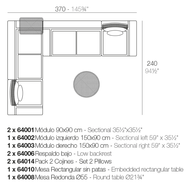 Canapea modulara premium Kes pentru exterior, 390x90 cm, KES MODULAR - Vondom [5]