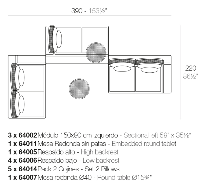 Canapea modulara premium Kes pentru exterior, 390x90 cm, KES MODULAR - Vondom [3]