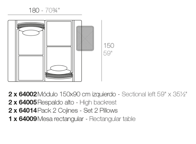 Canapea modulara premium Kes pentru exterior, 390x90 cm, KES MODULAR - Vondom [7]