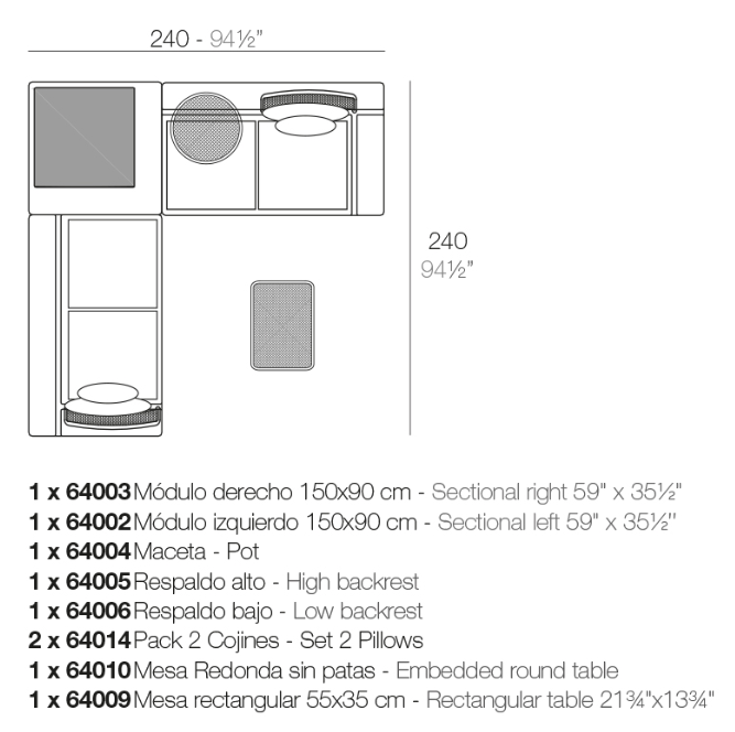 Canapea modulara premium Kes pentru exterior, 390x90 cm, KES MODULAR - Vondom [8]