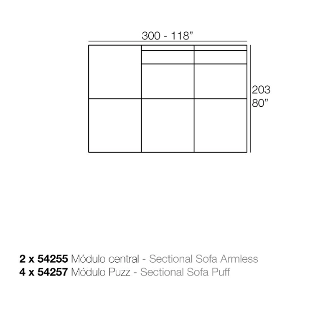 Canapea modulara premium Pixel pentru exterior, 303x101 cm, PIXEL MODULAR - Vondom [6]