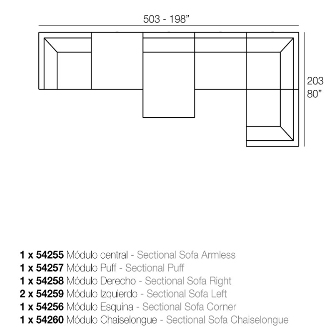 Canapea modulara premium Pixel pentru exterior, 303x101 cm, PIXEL MODULAR - Vondom [4]