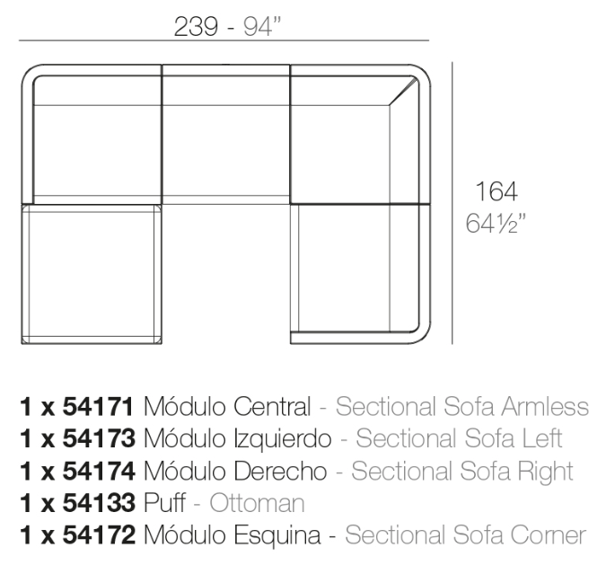Canapea modulara premium Ulm pentru exterior, 314x164 cm, ULM MODULAR - Vondom [5]