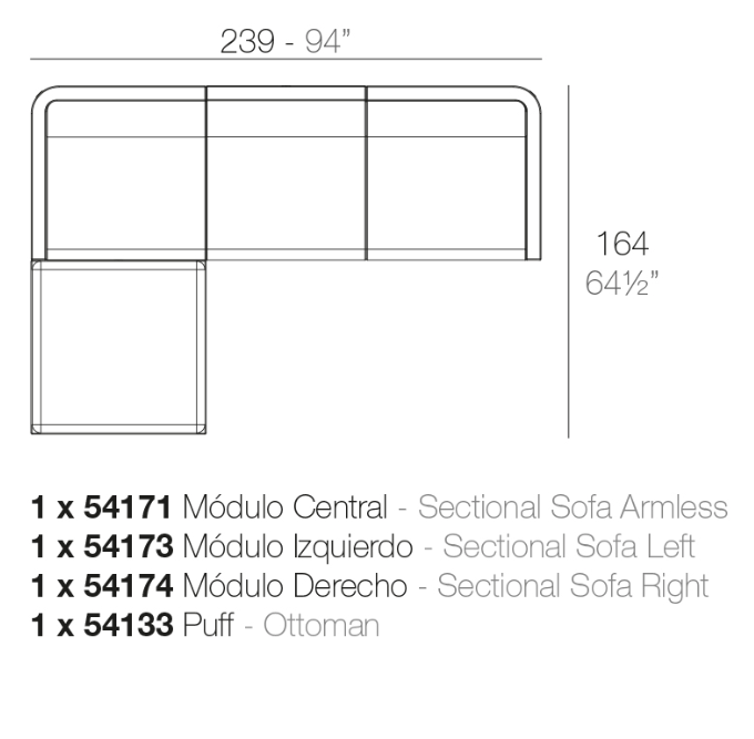 Canapea modulara premium Ulm pentru exterior, 314x164 cm, ULM MODULAR - Vondom [3]