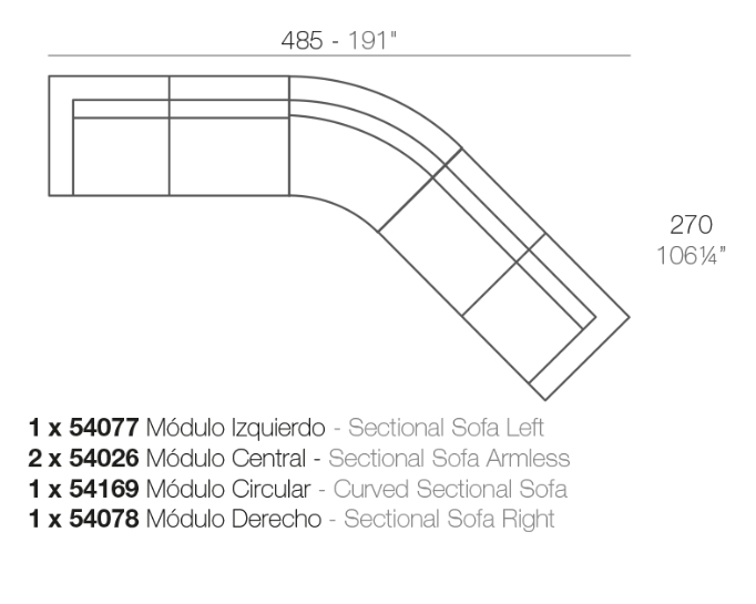 Canapea modulara premium Vela pentru exterior, 305x465 cm, VELA MODULAR - Vondom [6]