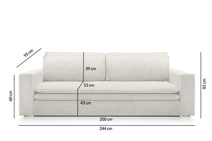 Canapea Sense 244x95x82 cm, Bej Deschis - King Home [2]