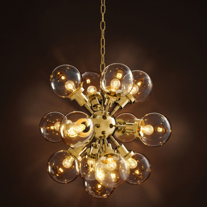 Candelabru de lux auriu Ludlow Ø73 cm globuri transparente sticla | Eichholtz - 111325 [3]
