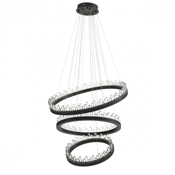 Candelabru de lux rotund negru Randall 3 inele cristale | Eichholtz - 113467 [2]
