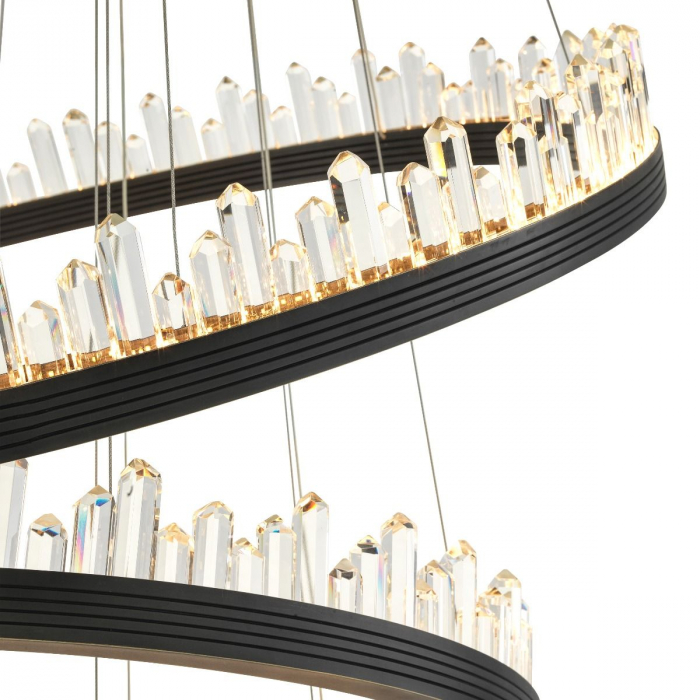 Candelabru de lux rotund negru Randall 3 inele cristale | Eichholtz - 113467 [5]