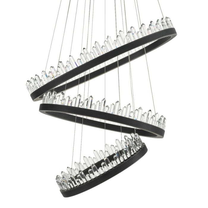 Candelabru de lux rotund negru Randall 3 inele cristale | Eichholtz - 113467 [3]