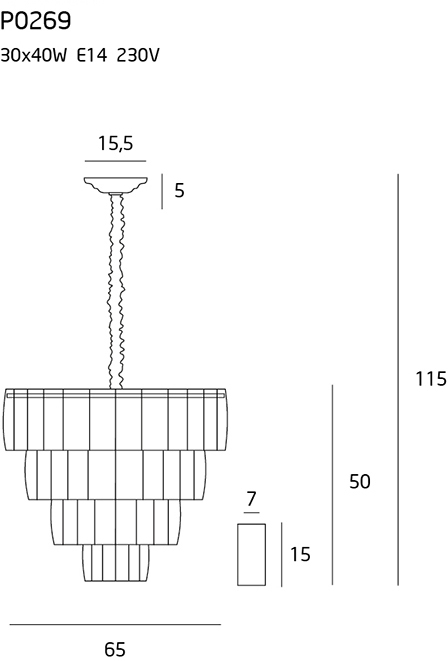 Candelabru rotund din cristal Riggs Ø65 cm stil clasic, detalii crom, P0309 - Maxlight [2]