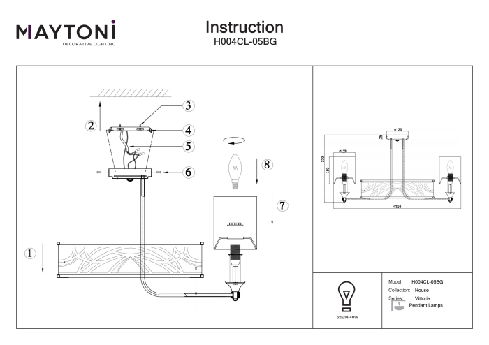 Candelabru Vittoria, Metal Auriu, 40W, MAYTONI H004CL-05BG [2]
