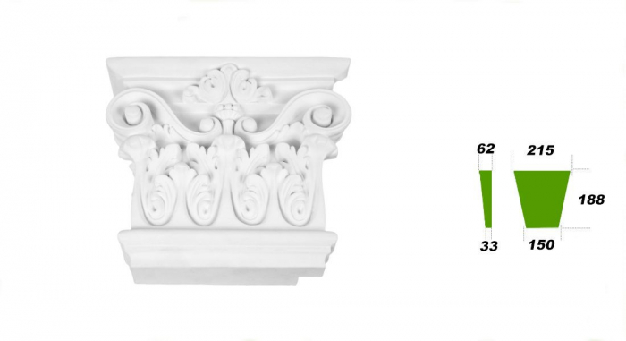 Capitel pilastru din poliuretan PL259L - 19.1x21.6x6.5 cm [3]