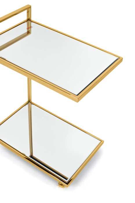 Cărucior de Servire Classy Gold 50x31x63 cm, Oțel Inoxidabil Acoperit cu Titan și Sticlă Oglindă Auriu - Kare Design [4]